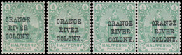Orange River Colony 1900 Â½d Overprint Varieties Group - Orange Free State (1868-1909)