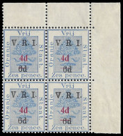 Orange River Colony 1902 4d On 6d On 6d Variety Block - Orange Free State (1868-1909)