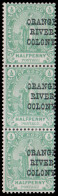 Orange River Colony 1900 ½d Misplaced Ovpt Strip VF/M  - Oranje-Freistaat (1868-1909)