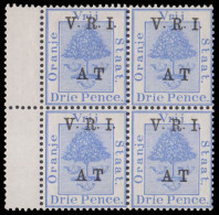 Orange Free State Telegraphs 1900 3d Block Of Four VF/M  - Oranje-Freistaat (1868-1909)