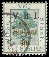 Orange Free State 1902 VRI SG138 1/- On 5/- Thick V Used - Orange Free State (1868-1909)