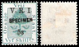 Orange Free State 1900 VRI SG132 5/- Handstamped Specimen F/M - Oranje Vrijstaat (1868-1909)