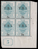Orange Free State 1900 VRI SG122 5/- "Current No" Block - Orange Free State (1868-1909)