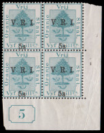 Orange Free State 1900 VRI SG122 5/- "Current No" Block - Stato Libero Dell'Orange (1868-1909)