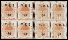 Orange Free State 1900 VRI SG112 ½d Blocks, Diff Ovpts - Orange Free State (1868-1909)