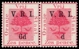 Orange Free State 1900 VRI SG108 6d "6" Omitted In Pair, 80 Only - Stato Libero Dell'Orange (1868-1909)