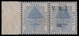 Orange Free State 1900 VRI SG106 3d Pair, One Without Surcharge - État Libre D'Orange (1868-1909)