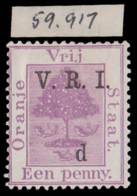 Orange Free State 1900 VRI SG102 1d "1" (Value Figure) Omitted - Oranje Vrijstaat (1868-1909)