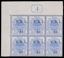 Orange Free State 1900 VRI SG107 4d "Current No" Block - Orange Free State (1868-1909)