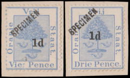 Orange Free State 1890 1d Ovpts, Tunisian Archive Specimens - Oranje-Freistaat (1868-1909)