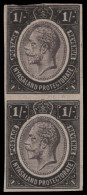 Nyasaland 1913 KGV 1/- Printer's Imperforate Working Proof Pair - Nyasaland (1907-1953)