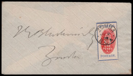 Nyasaland 1898 1d Cheque Stamp On Zomba Letter, VF - Nyasaland (1907-1953)