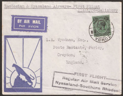 Nyasaland 1934 First Flight Blantyre To Salisbury - Nyassaland (1907-1953)