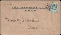 Natal 1906 Railways Official Stamp On Cover - Natal (1857-1909)