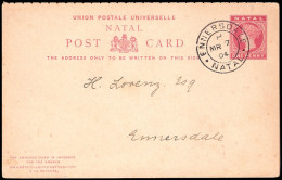 Natal 1904 QV 1d Reply Card Local Use In Ennersdale - Natal (1857-1909)