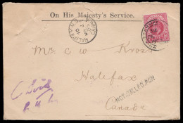 Natal 1904 OHMS Letter To Nova Scotia "Not Called For" - Natal (1857-1909)