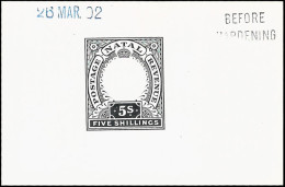 Natal 1902 KEVII 5/- Postage Revenue Die Proof BH 26 Mar 02 - Natal (1857-1909)