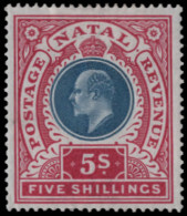 Natal 1902 KEVII 5/- Dull Blue & Rose Superb Fresh M - Natal (1857-1909)