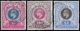 Natal 1902 KEVII 5/- - £1 VF/U Trio - Natal (1857-1909)