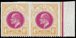 Natal 1902 KEVII 4/- Imperforate On Three Sides, Rarity! - Natal (1857-1909)