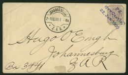 Natal 1900 P K Newcastle Cover Tvl 6d Franking - Natal (1857-1909)