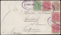 Natal 1900 Hattingspruit ZAR Oval, Double Rate To Switzerland - Natal (1857-1909)