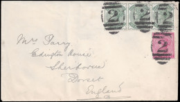 Natal 1898 Durban To UK, Superb Numeral 2 Cancellers - Natal (1857-1909)