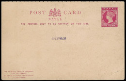 Natal 1892 QV !d+1d Reply Paid Cards, Local NA1 Specimen - Natal (1857-1909)