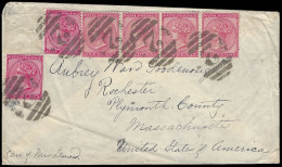 Natal 1890 Durban To USA, Lovely Numeral Cancels - Natal (1857-1909)