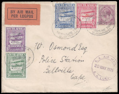 South Africa 1925 Airmails Set Cover, Royal Tour Oval Cancels - Airmail