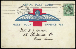 South Africa 1918 Cape Town Flight Card, Influenza Machine Cds - Airmail