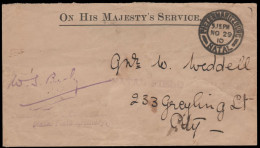 South Africa 1910 Natal Field Artillery OHMS Letter - Unclassified