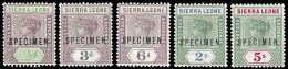 Sierra Leone 1896 QV Specimen Group To 5/- Type D12 VF/M - Sierra Leone (...-1960)