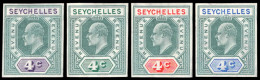 Seychelles Revenues 1906 KEVII Imperf Colour Trials, Rare - Seychellen (...-1976)