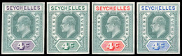 Seychelles Revenues 1906 KEVII Imperf Colour Trials, Rare - Seychelles (...-1976)