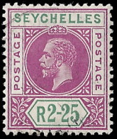 Seychelles 1912 2R.25 Variety Split "A" VF/U, Scarce - Seychelles (...-1976)