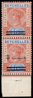 Seychelles 1901 QV 3c On 16c, "3 Cents" Omitted In Pair, Cert - Seychellen (...-1976)