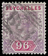 Seychelles 1890 QV 96c With B64 Postmark - Seychellen (...-1976)