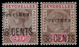 Seychelles 1896 Surcharges Specimen Pair - Seychelles (...-1976)