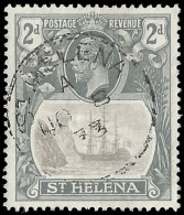 Saint Helena 1923 Badge Issue 2d Deep Slate, Broken Mast VF/U - Saint Helena Island