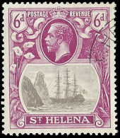 Saint Helena 1922 Badge Issue 6d Cleft Rock VF/U - Saint Helena Island