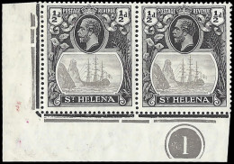 Saint Helena 1923 Badge Issue ½d Cleft Rock Plate No Pair - St. Helena