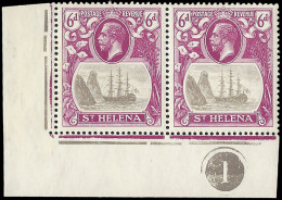 Saint Helena 1922 Badge Issue 6d Cleft Rock In Plate No Pair - Sainte-Hélène