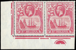Saint Helena 1923 Badge Issue 1½d Cleft Rock In Plate No  - St. Helena