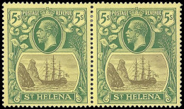 Saint Helena 1922 Badge Issue 5/- Torn Flag VF/M In Pair - St. Helena