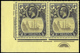 Saint Helena 1922 Badge Issue 4d Cleft Rock Plate No Pair - Sainte-Hélène