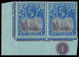 Saint Helena 1922 Badge Issue 2/- Cleft Rock Plate No Pair - St. Helena