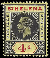 Saint Helena 1913 KGV Keyplates 4d Split "A" Variety VF/M  - Sainte-Hélène