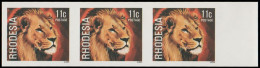 Rhodesia 1978 11c Lion Imperforate Strip Of Three - Sonstige & Ohne Zuordnung