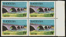 Rhodesia 1969 1/6 Bridge, White Arch Variety VF/UM Block - Other & Unclassified